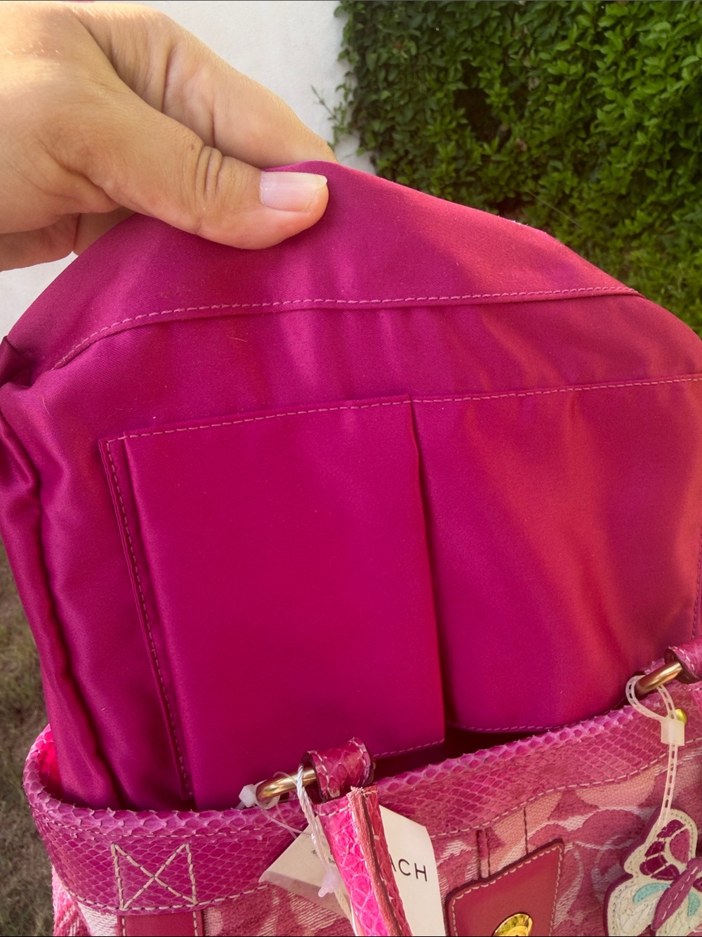 Vintage Coach 8F52 Pink Chenille Python Butterfly Tote NWT Y2K Rare - Picture 14 of 17